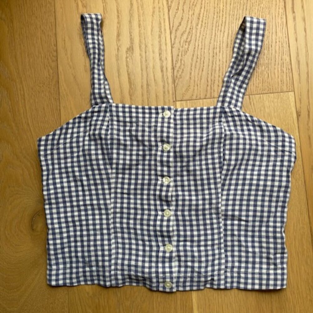 Levi's Lottie Gingham Crop Linen Top Size Small